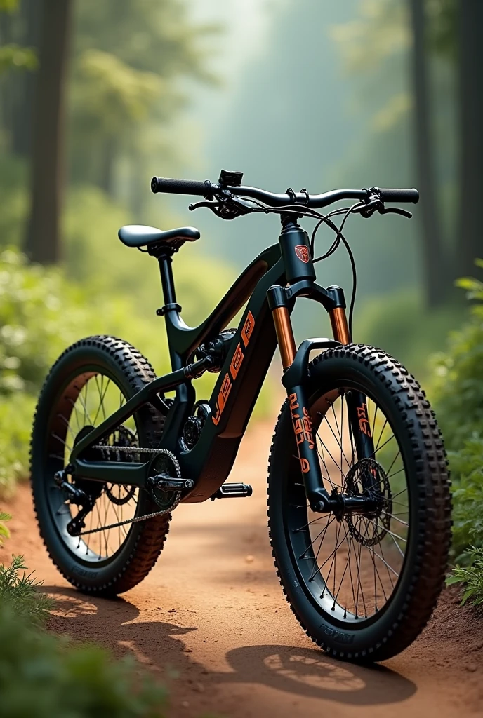 I want you to make me a picture of a trail bike with the Jeep brand