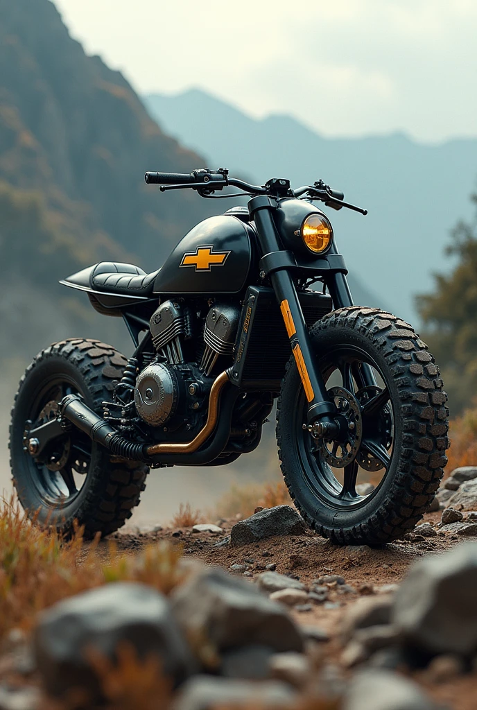 I want you to make me a picture of an all-terrain motorcycle with the Chevrolet brand
