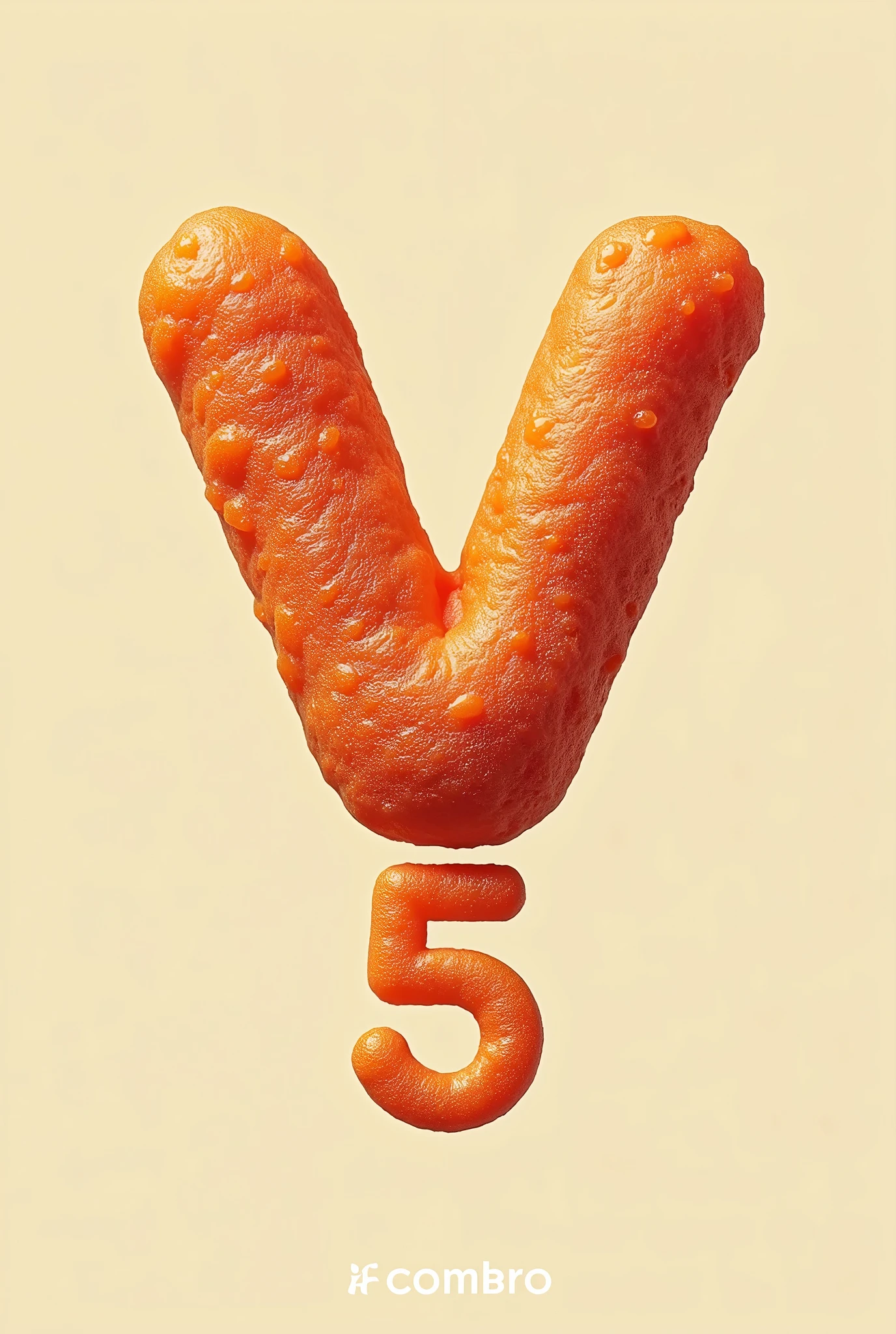 Combro food logo with hidden V and By The Five below it with colors that compromise with mica plastic