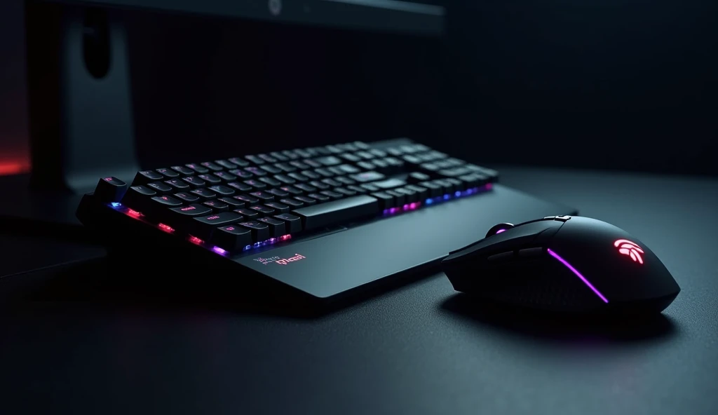gaming keyboard and mouse combo for sale with a dark background