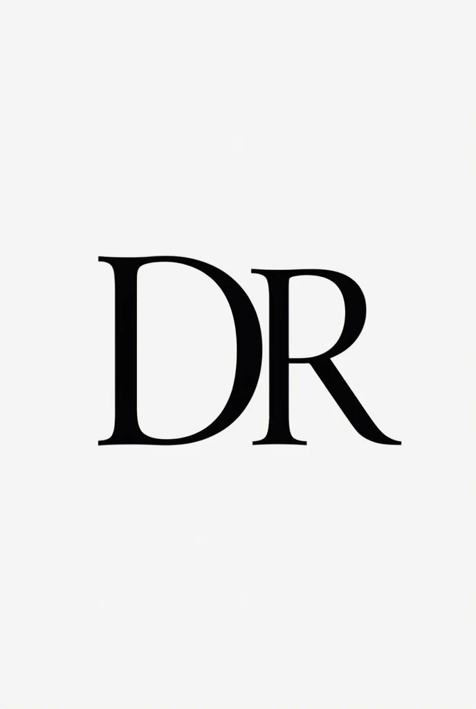CREATE ELEGANT LOGO WITH DR LETTERS WHITE BACKGROUND AND BLACK FONT in 4k