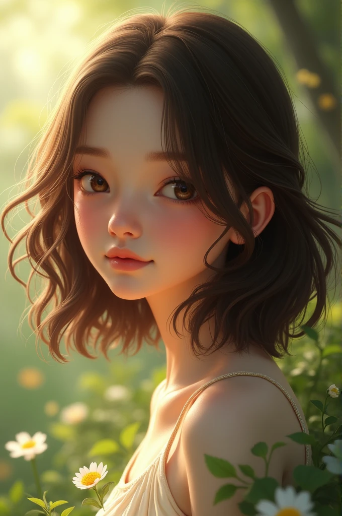 Girl with brown hair and brown eyes