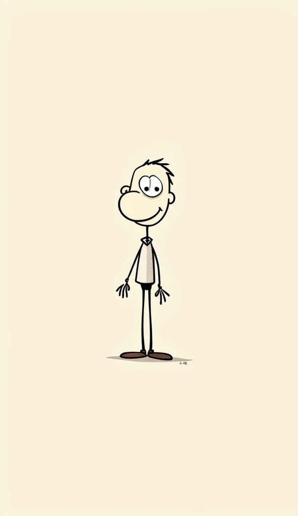 Make a funny 2D line character man as a cartoon. With simple clothes