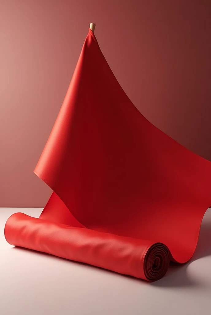 Create an image of a red flag rolled up as a sign of losing an election