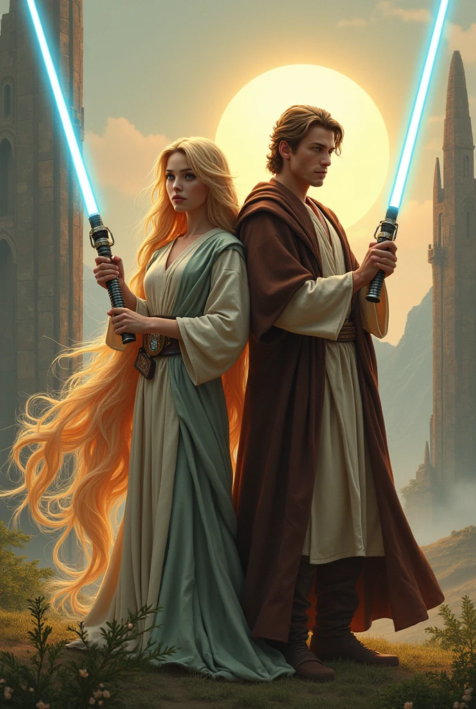 peut tu créer une version Jedi de Raiponce et Flynn Rider 