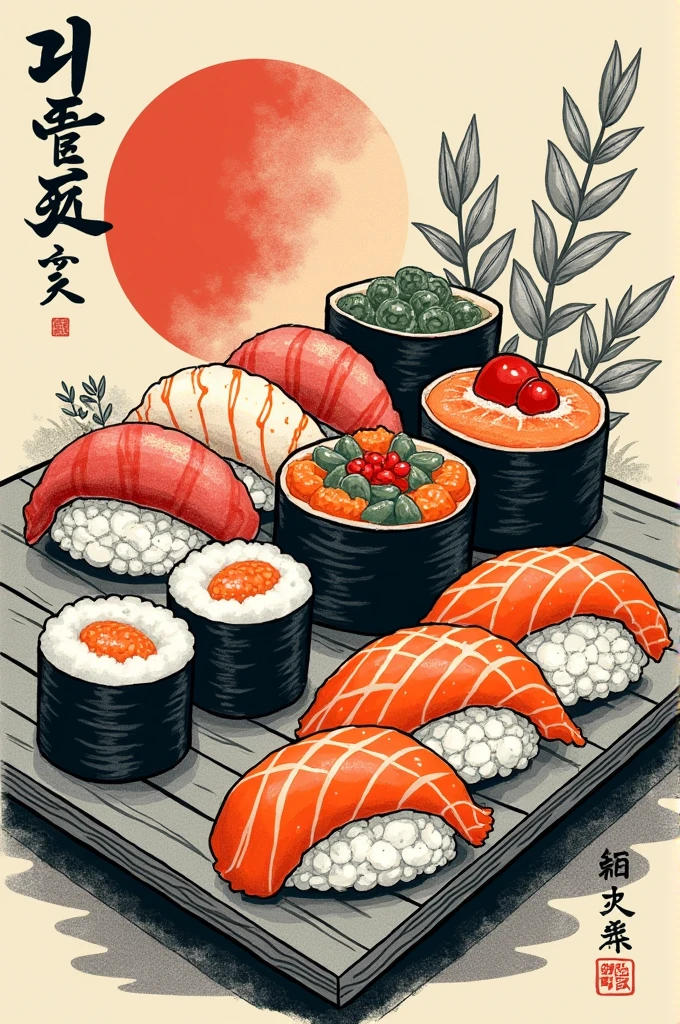 Woodcut sushi