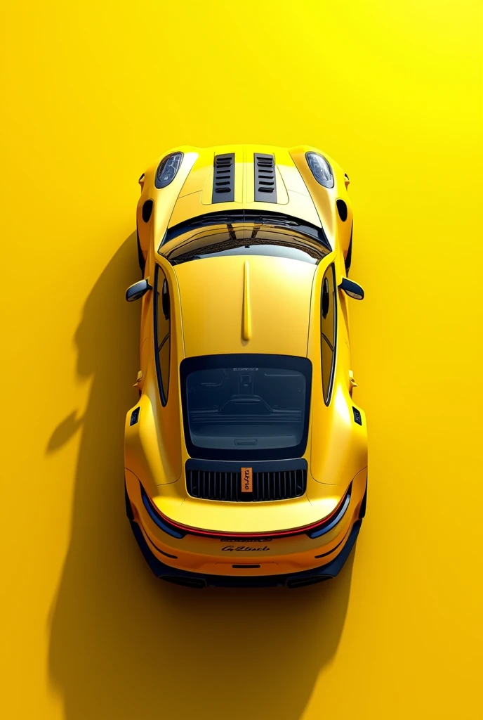 Top of the same Porsche with a yellow background with GT3 written on it