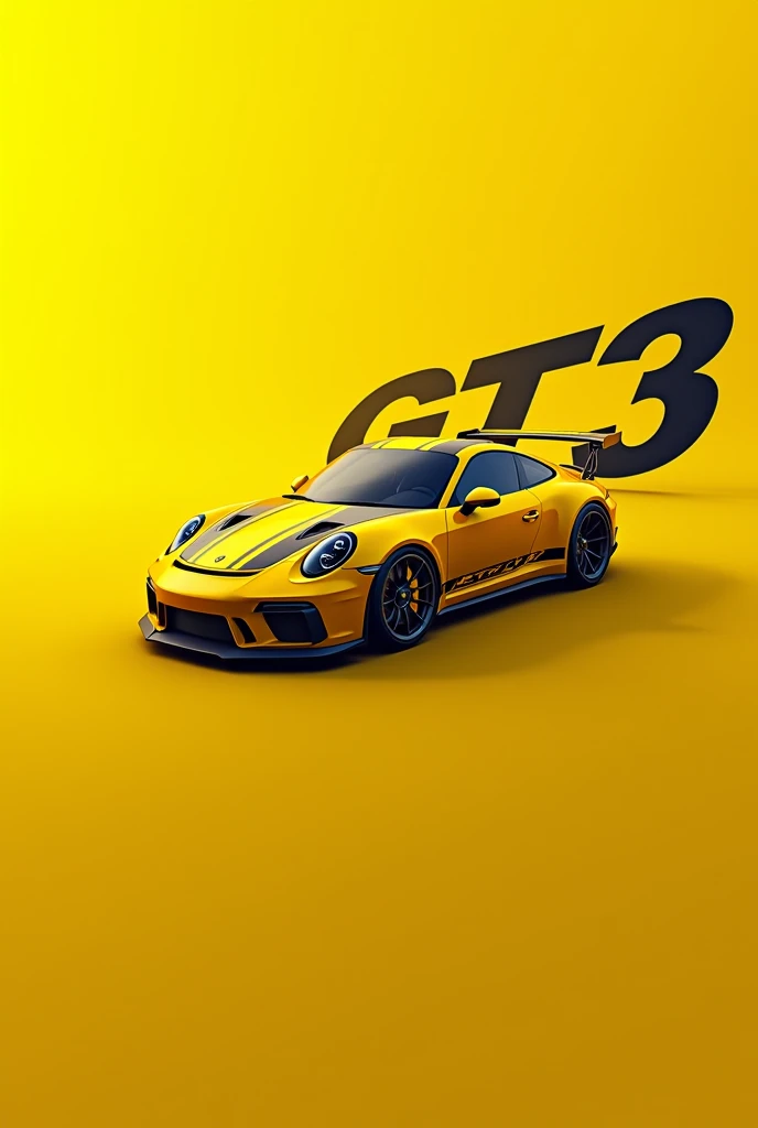 same Porsche diagonally with yellow background writing GT3