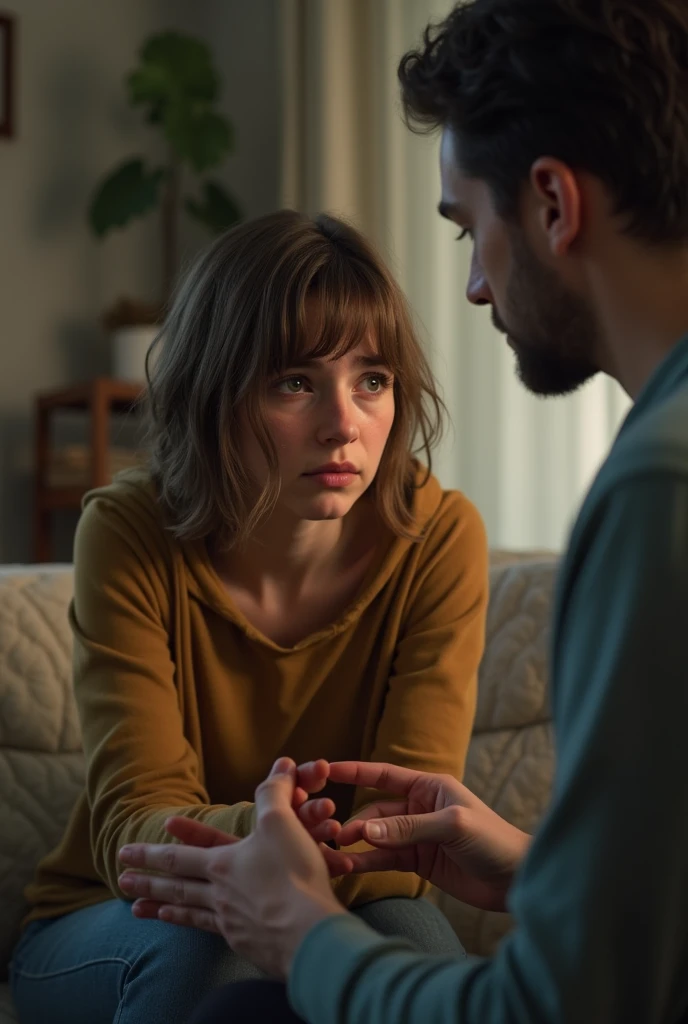 A sad or crying teenager is talking about her traumas in front of a psychotherapist
