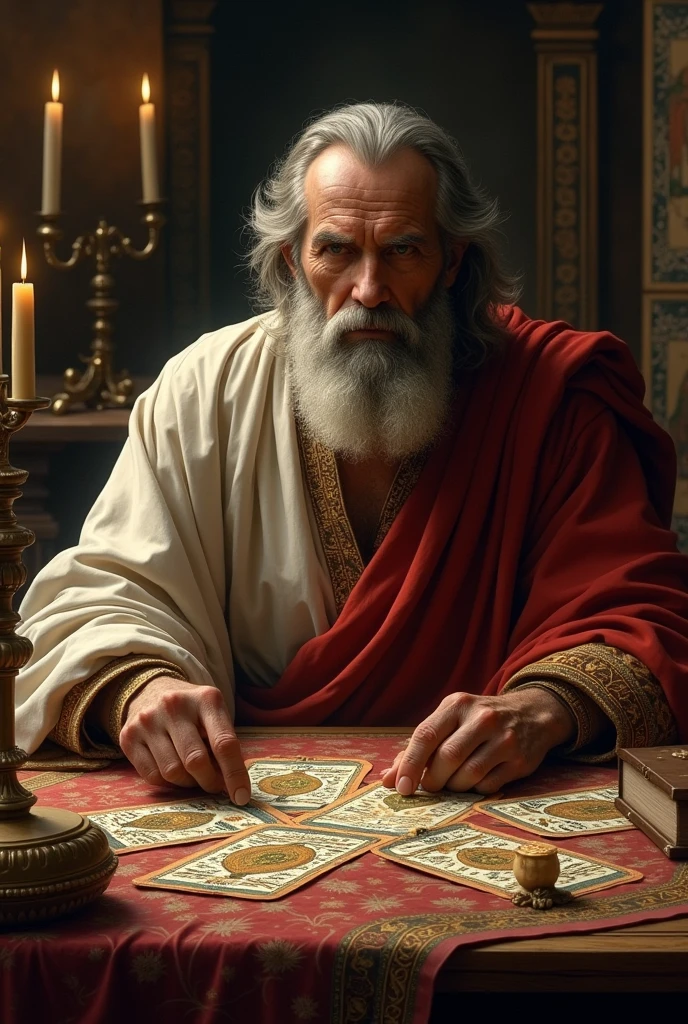 Hippocrates reading tarot cards