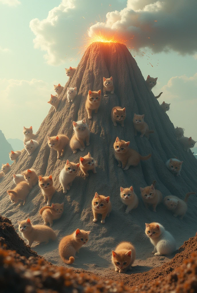 Volcano made of kittens