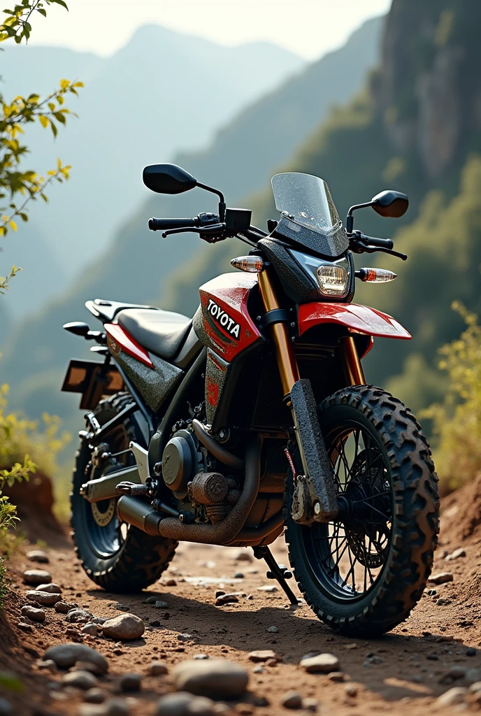 I want you to make me a picture of an all-terrain motorcycle with the name Toyota on it.