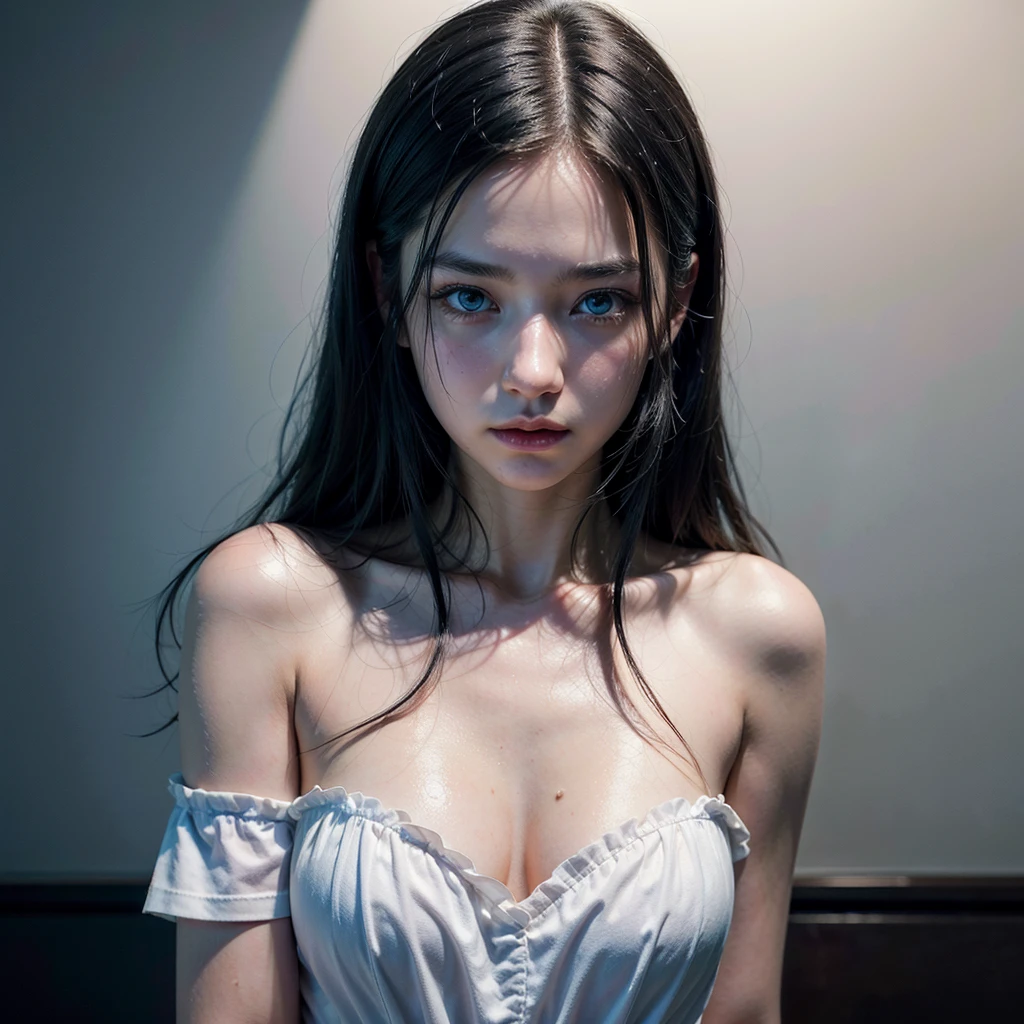((best qualityer)), ((work of art)), ((detailded)), create an image inspired by Rin Nanakura, super realistico, a beautiful young woman, young white color, long  hair, Bblack hair, blue colored eyes, elegant outfit, top quality picture, super realistico, 8 k quality, ultra realisitic, ultra definition, cinema quality
