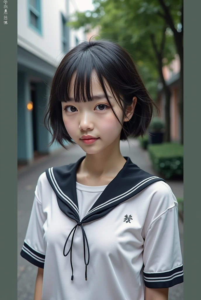 Realistic glowing skin, (発Sweat:1.8),Stand backwards,Look back at your face,Always look at the camera,(発Sweat:1.8),(Beautiful nipples in real life:1.6),,(whole body:1.9),(発Sweatしたリアルな白い肌:1.9),White socks, (Black leather shoes:1.8),
,Cold look,Cold Stare,Black Hair,short hair,Tie your hair short,Silky translucent white skin,,(Very detailed美しい顔), Great face and eyes, (Highest quality:1.4), (Very detailedな), (Very detailed CG 統合 8k 壁紙), Very detailed, High resolution raw color photos, Professional photography, Realistic portrait,Sweat,,(A Cup:1.9),(Flat Chest:1.9),(Very small breasts:1.9),(Breast augmentation:0.1),(Small breasts beginning to swell:1.9),(Breasts during puberty:1.9),
, (少女のwhole bodyの詳細なRAW写真), Canon EOS R5 250mm, Sharp focus, Cinema Lighting, (No makeup:1.2), Fine skin, Delicate collarbone,,(Ultra-high resolution:1.6), (Realistic:1.6),,(Japanese junior high school girls:1.9),(whole body:1.8),(Sweatが滴る肌:1.9),(Black pleated skirt for the lower body only:1.9),(Sweatで滲んだ肌:1.9),(Age is :1.9),(Raise one hand above your head:2),(Topless:1.9),Height is 155cm,Non-erect, thin nipples,very small nipples,Natural nipples,Real girl nipples,Not disgusting nipples、 (Armpit hair just starting to grow:1.9),(sit cross-legged:1.9),Sitting cross-legged,