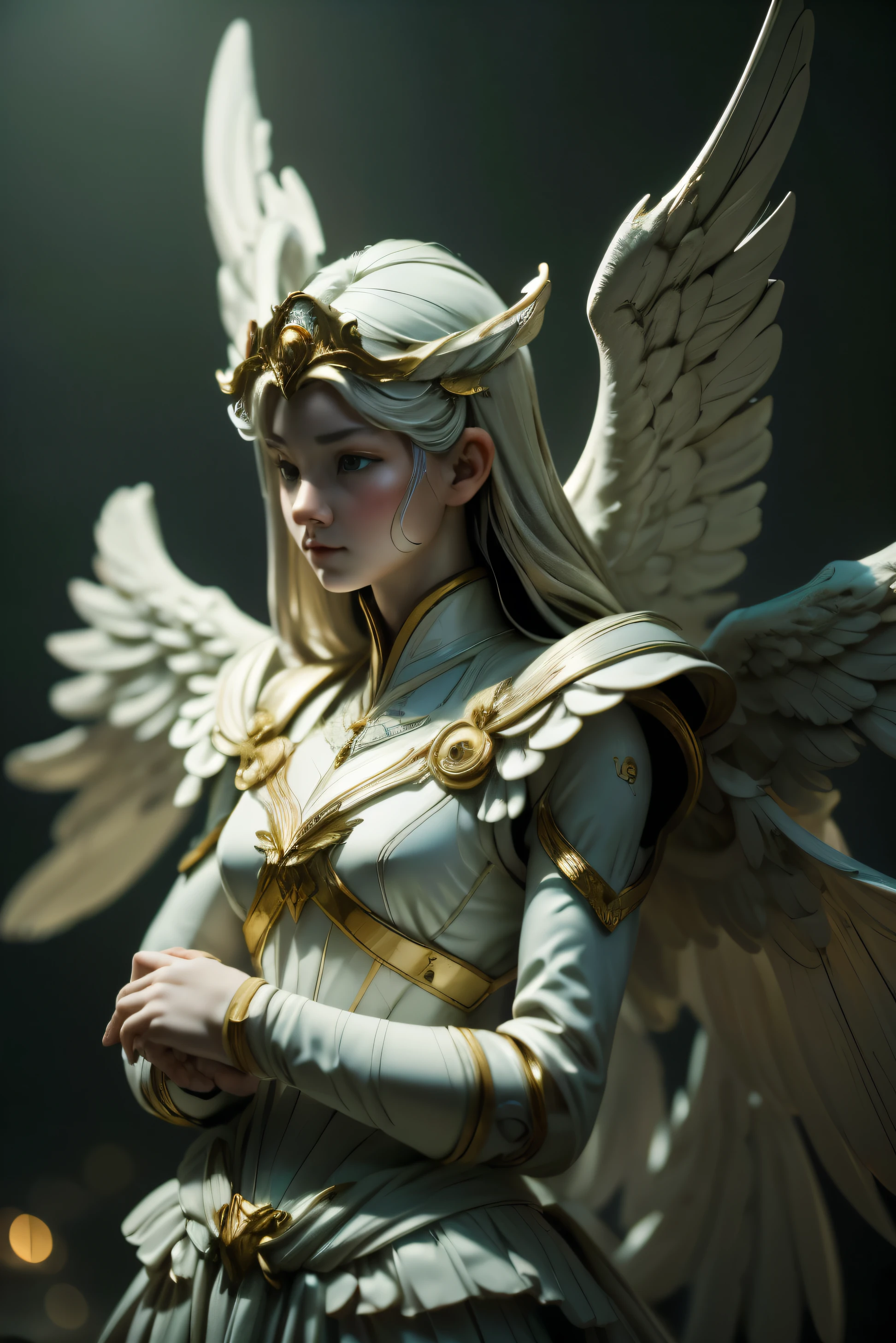 epic photo, Capture the nostalgic essence of a pristine porcelain figurine that embodies the simplicity and dreams of a cherub angel,looks wistfully at the sky, Delicately adorned with subtle painting, but colorful, this piece evokes an era of elegance and desire. Ensure High quality capture to preserve the intricate details and the timeless charm of this figurine. immaculate craftsmanship, High quality capture.
very detailled, atmospheric haze, film grain, still cinematic film, Shallow depth of field,