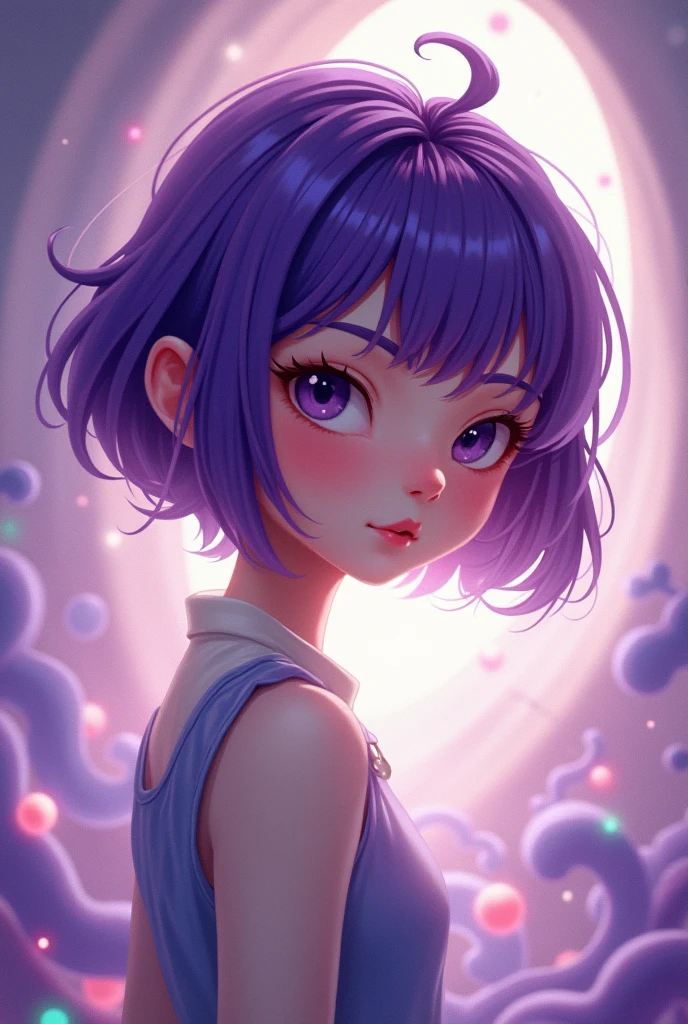 Girl with short purple hair 