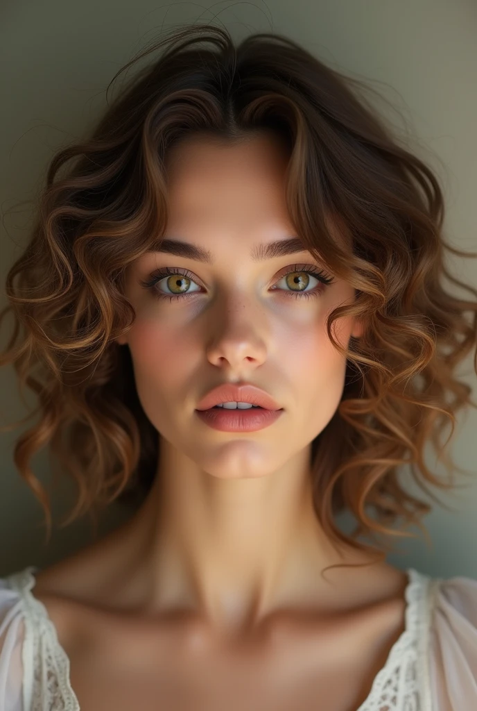   small light brown hair with curls 