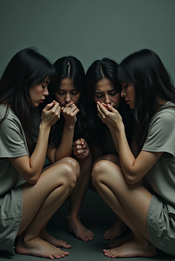 4 woman with a sad expression, Anxious