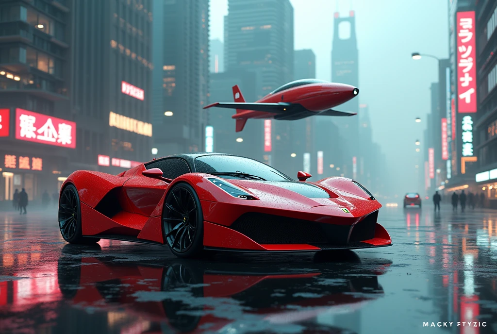 Cyberpunk Ferrari Flying Car、Two-seater drone、Small spaceship、Shallow depth of field、(masterpiece:1.3) (最high quality:1.2) (high quality:1.1)、Cinematic Light, ((Cinema Lighting),(Natural light),(High level of artistry),(artistic),(Indistinguishable quality from the real thing),RAW Photos,Genuine,Genuine,High resolution,RAW Photos,masterpiece, beautiful,