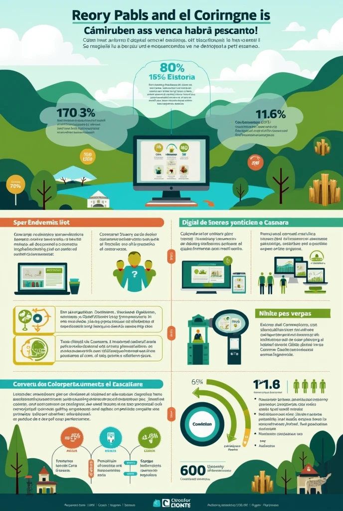 Infographic in Spanish detailing the key points of ICT implementation in Casanare, colombia.