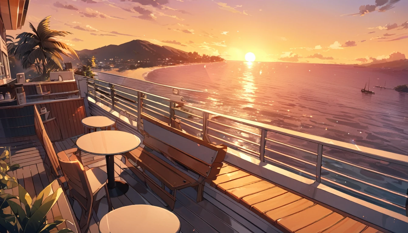 sea，sunset，orangecolor，relax，Stylish，pop，cafe，landscape