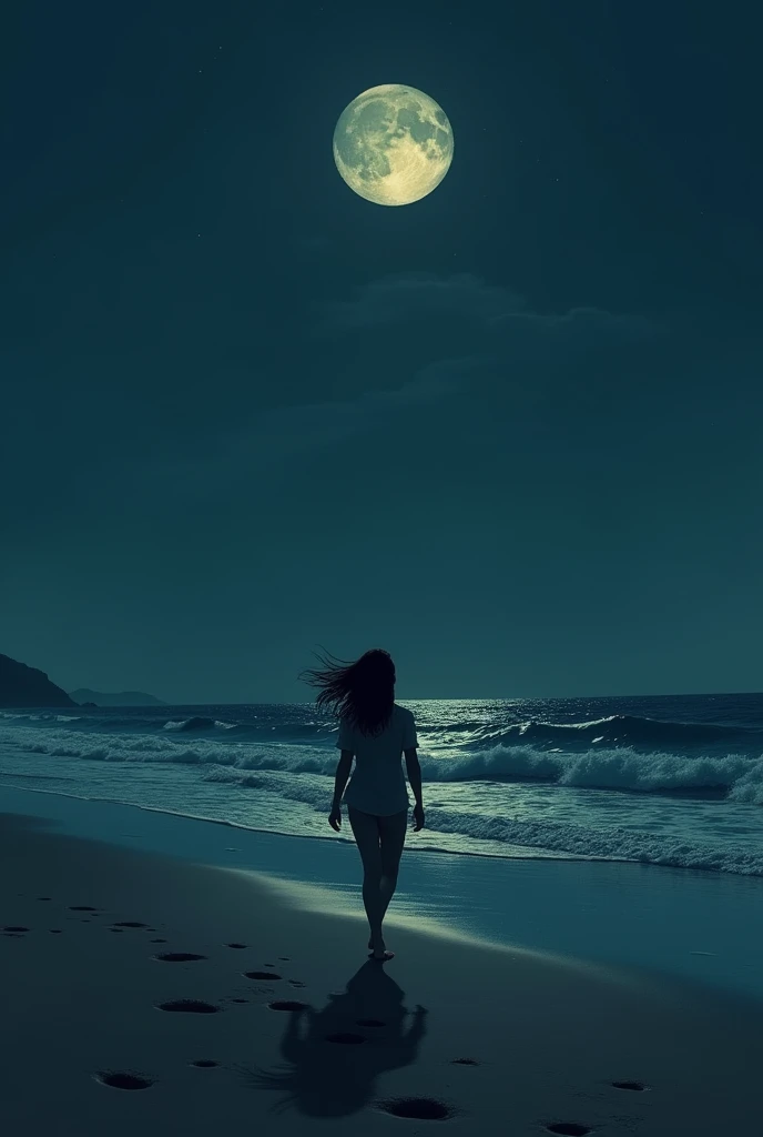 The girl could be found walking on a deserted beach at night. This space evokes a feeling of solitude and reflection., where the sound of the waves and the vastness of the sea reinforce the protagonist&#39;s introspection. The darkness of the night, combined with the immensity of the ocean, It could symbolize the mystery and uncertainty you face in your life.. It is a space where she feels both connected to nature and lost in her own thoughts..
