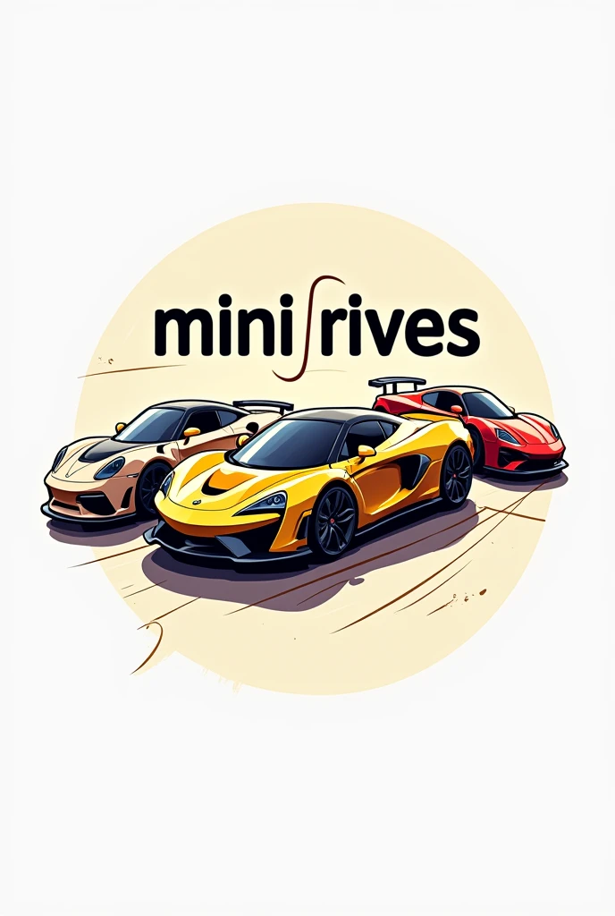 Toy cars logo with the name mini rives in the photo with an updated golden car