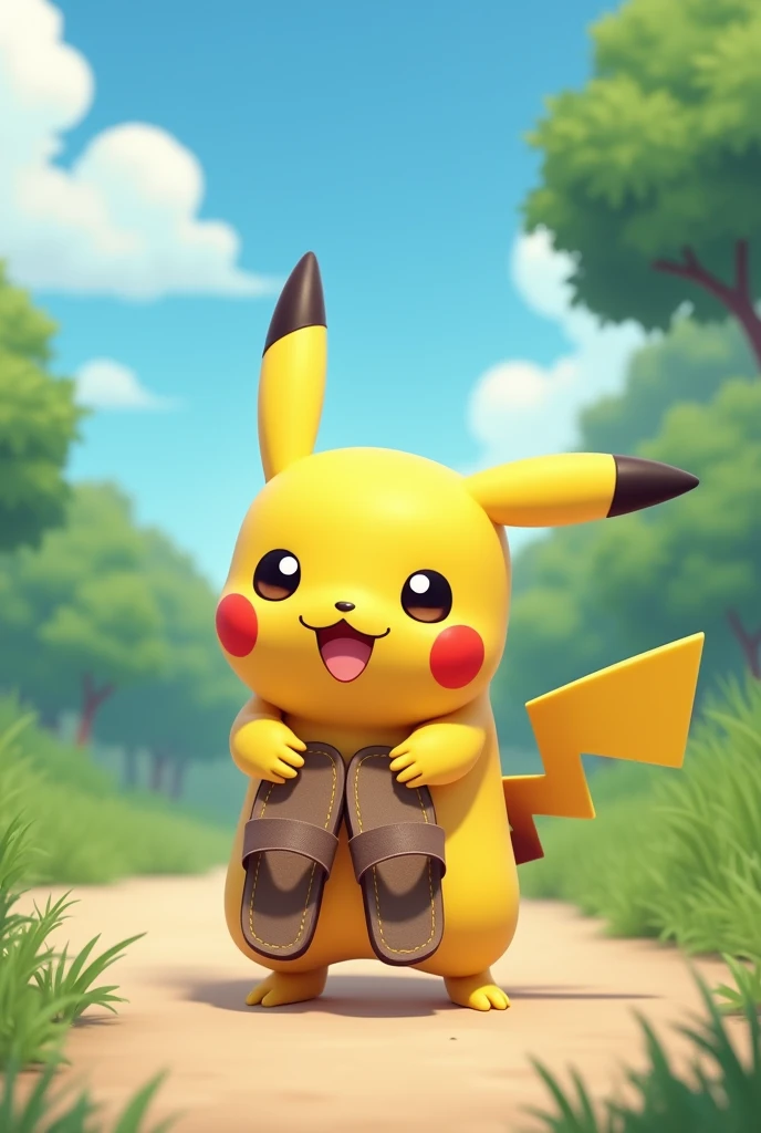 Pikachu carrying sandals
