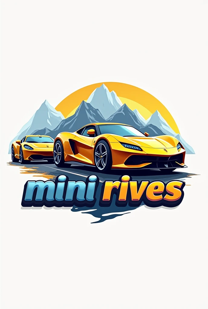 Toy cars logo with the name mini rives in the photo with an updated golden car