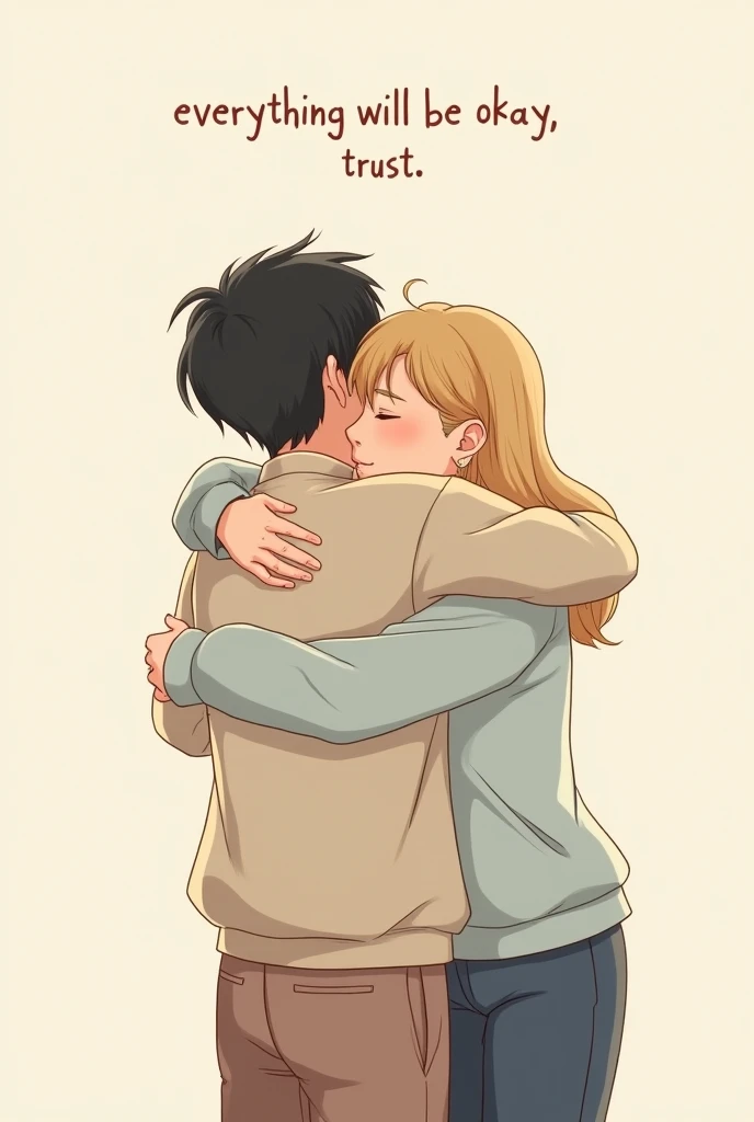 drawing of suga from bts hugging army and with the message everything will be okay, trust 
