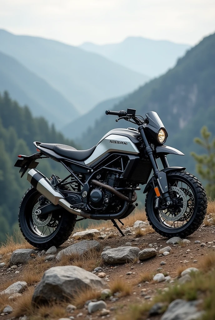 I want you to make me a picture of an all-terrain motorcycle with the Nissan logo on it. 