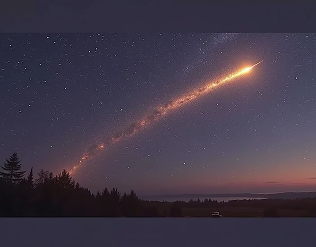 shooting star on the sky hyperrealistic, ultra realistic, proffesional photo