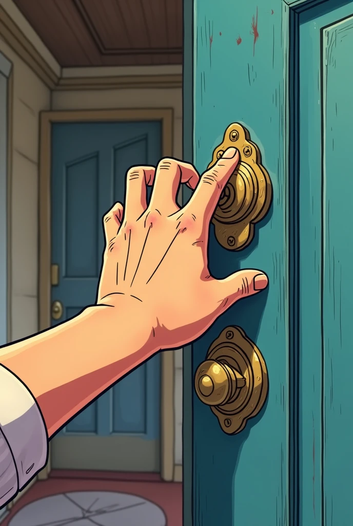 hand ringing a doorbell, animated for a comic