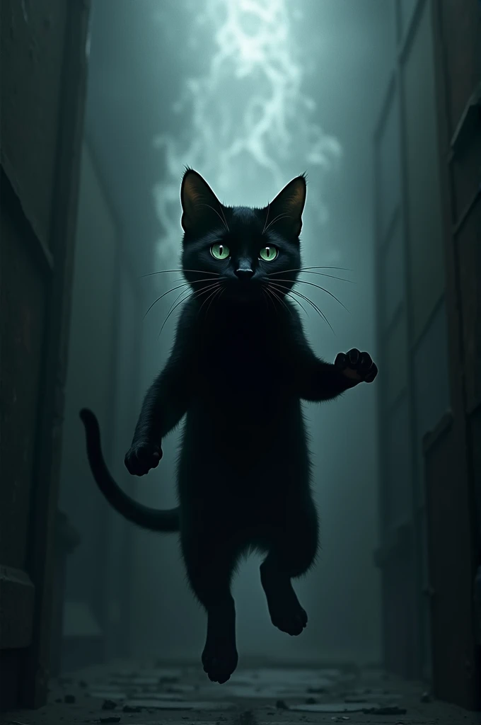 Black cat being abducted