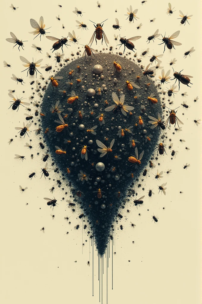 I'm working on a debugging tool for programmers or software developers.. Give me an image of a swarm of insects alluding to the bugs they might find in the code. The swarm has to be numerous insects because of the large amount of bugs that can be found..