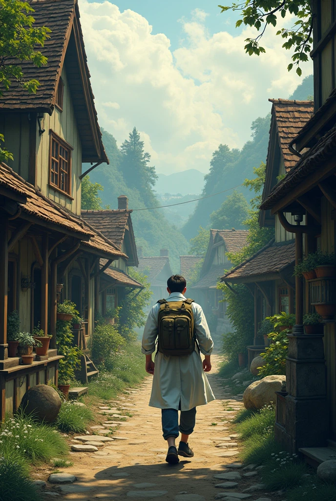 Scientist escaping to a village while everything is in chaos