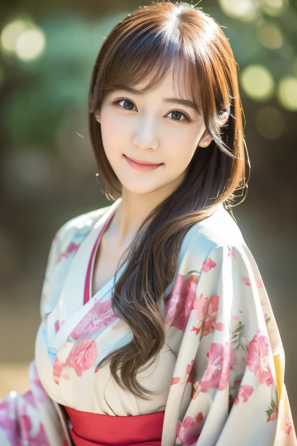 (best quality,highres,ultra-detailed),((portrait )),1beautiful Japanese lady,beautiful detailed eyes,beautiful detailed lips,extremely detailed face,longeyelashes,soft smile,flowing hair,natural lighting, wearling japanese elegant Kimono,