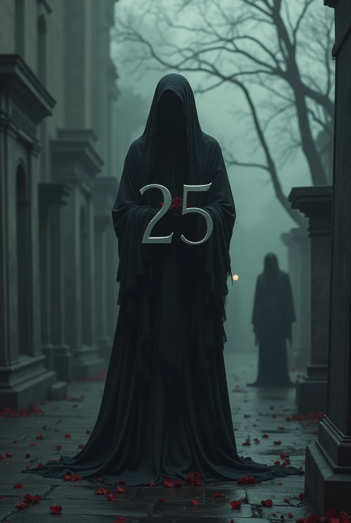 Create a mourning image with the number 25