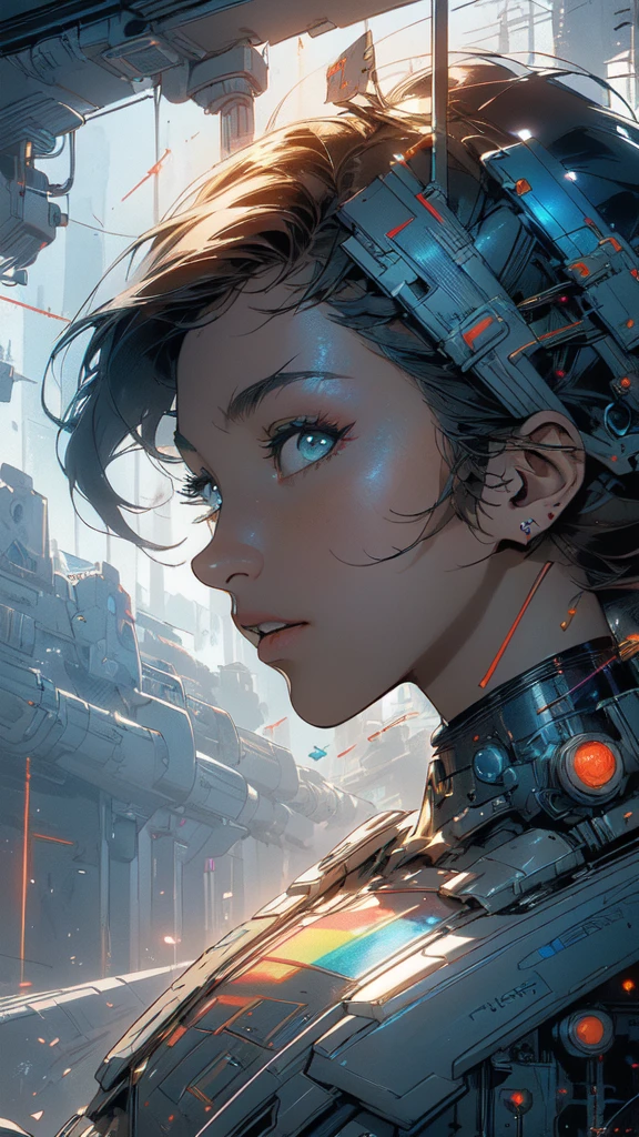 (((masterpiece, highest quality))),(((solo:1.2))),(((1girl:1.2))),32k wallpaper, very detailed, poster, vintage science fiction,(((((geometric cinematic movie poster))))), ((((bauhaus)))),(((abstract))),((((mid century modern)))),(((((portfolio))))),(((((Close-up))))),(((((bust up))))),((((more various angle)))),(((highlight))),(((complete. detailed face))),(((Extremely talented))),(((most complecated machine))),(((Overall colorfully))),((((((Absolutely simple background)))))),(((((detailed futuristic machine))))),(((Cleavage))),(((marvel super heroes))),(((rainbow color scheme))),(((Very detailed UI))),(((So many meters))),(((Perpetual Motion Machine))),(((facegard)))