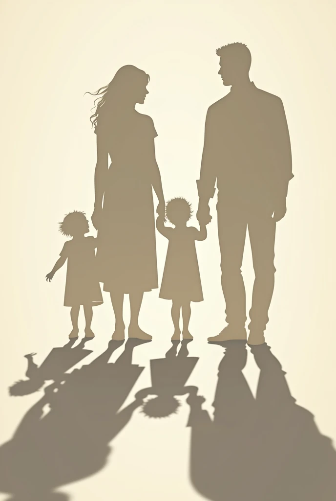 Shadows of a family of a mother a father and 2 children one and one 