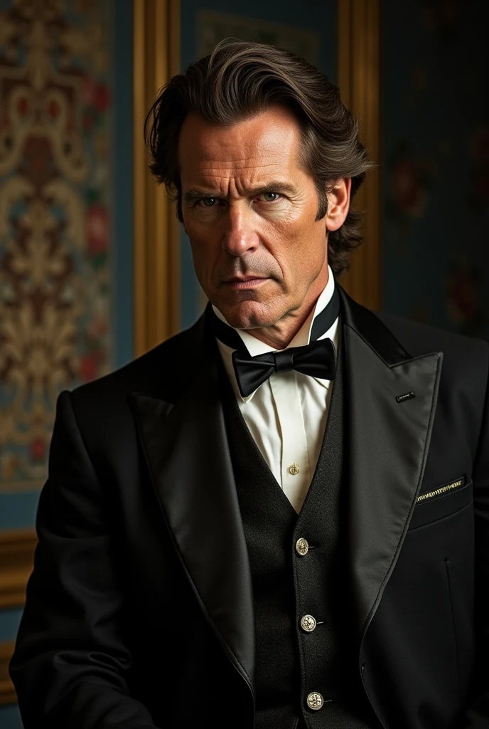 Sebastian Shaw, played by Kevin Bacon in the film *x-men: First class* (2011), is an elegant and powerful character, with a look that reflects both his leadership position and his menacing nature. Here are its main physical and visual characteristics:
### General Appearance - **Description**: Sebastian Shaw is a middle-aged man with a striking and imposing presence.. He is portrayed as someone of high class, always dressed in sophisticated clothes that reflect his social status and his taste for luxury.
### Hair - **Description**: Shaw has dark brown hair, usually combed back in a stylish manner, giving it a well-groomed appearance. His hair is slightly wavy and medium length., adding a touch of sophistication to your look.
### Face - **Description**: Shaw's face is angular and well defined., with sharp features that give him an air of confidence and dominance. He has a strong jaw and prominent cheekbones.. His expression is often calm and controlled., but with a piercing gaze that hints at the dangerous nature behind his sophisticated facade.
### Eyes - **Description**: Shaw has brown eyes that are intense and observant.. They often convey a sense of manipulation and power., reinforcing his position as leader of the Hellfire Club. when he uses his powers, your eyes may glow or change color, indicating energy absorption.
### Clothing - **Description**: Shaw is always seen wearing extremely stylish clothes., usually in period costume reminiscent of the high society style of the 19th or early 20th century. He mostly wears well-fitted suits, with vests, bow ties and, Sometimes, A long coat. Their clothes are typically dark colors., como negro, gray or navy blue, with touches of white or gold. This classic style reflects your position of power and your taste for luxurious and timeless things..
### Accessories - **Description