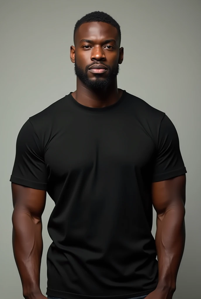 Handsome black man front with black plain cotton t-shirt
