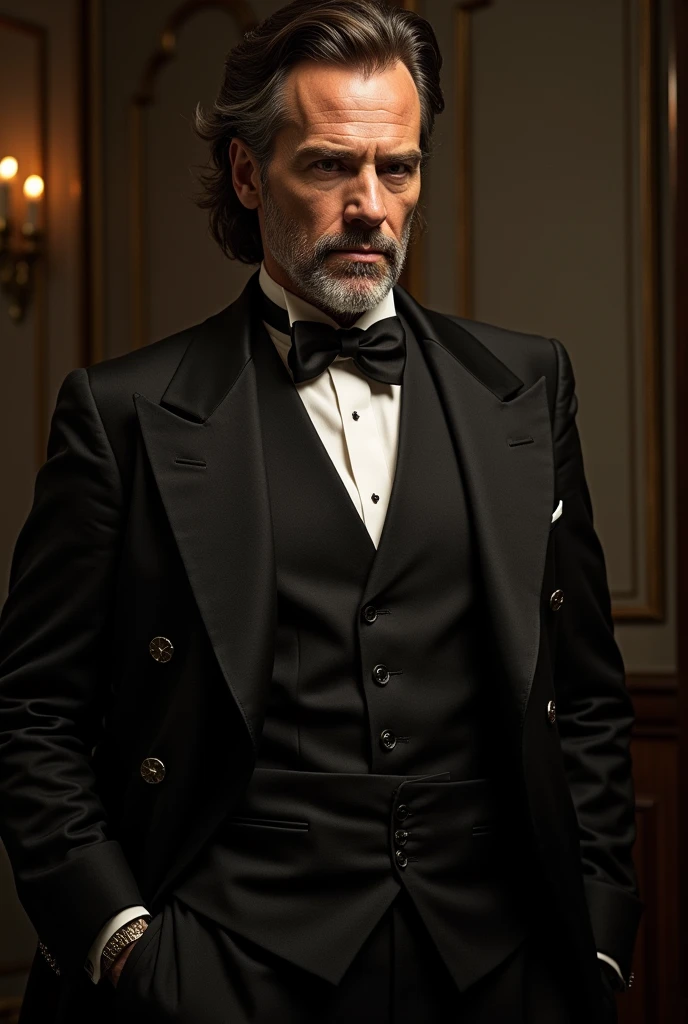 Sebastian Shaw, played by Kevin Bacon in the film *x-men: First class* (2011), is an elegant and powerful character, with a look that reflects both his leadership position and his menacing nature. Here are its main physical and visual characteristics:

### General Appearance - **Description**: Sebastian Shaw is a middle-aged man with a striking and imposing presence.. He is portrayed as someone of high class, always dressed in sophisticated clothes that reflect his social status and his taste for luxury.

### Hair - **Description**: Shaw has dark brown hair, usually combed back in a stylish manner, giving it a well-groomed appearance. His hair is slightly wavy and medium length., adding a touch of sophistication to your look.

### Face - **Description**: Shaw&#39;s face is angular and well defined., with sharp features that give him an air of confidence and dominance. He has a strong jaw and prominent cheekbones.. His expression is often calm and controlled., but with a piercing gaze that hints at the dangerous nature behind his sophisticated facade.

### Eyes - **Description**: Shaw has brown eyes that are intense and observant.. They often convey a sense of manipulation and power., reinforcing his position as leader of the Hellfire Club. when he uses his powers, your eyes may glow or change color, indicating energy absorption.

### Clothing - **Description**: Shaw is always seen wearing extremely stylish clothes., usually in period costume reminiscent of the high society style of the 19th or early 20th century. He mostly wears well-fitted suits, with vests, bow ties and, Sometimes, A long coat. Their clothes are typically dark colors., como negro, gray or navy blue, with touches of white or gold. This classic style reflects your position of power and your taste for luxurious and timeless things..

### Accessories - **Description