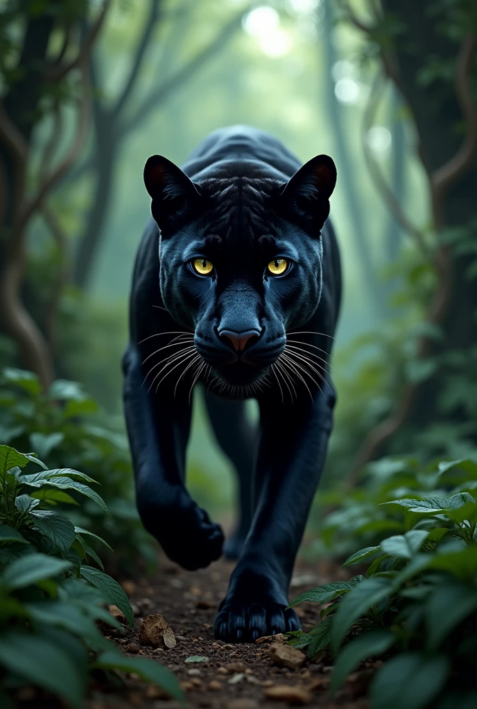 Venom and the animal black panther、genetic research institute。There is a scientific「Beautiful black leopard walking through the deep jungle。Her supple body melts into the darkness、Shiny black fur illuminated by moonlight。Sharp yellow eyes staring into the distance、As if searching for prey。Dense trees behind々Spread、green々The thick leaves and vines are intertwined.、It exudes a mysterious atmosphere。The black panther is powerful yet graceful.、I feel tension and calm at the same time.。」There is a large glass cylinder used for experiments.。They are each contained in a cylinder。