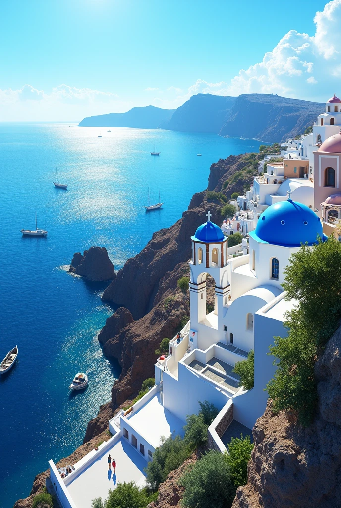 Santorini beach view from above