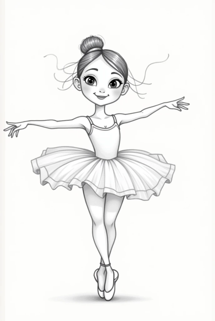 Lineart drawing of a pixar-style ballerina