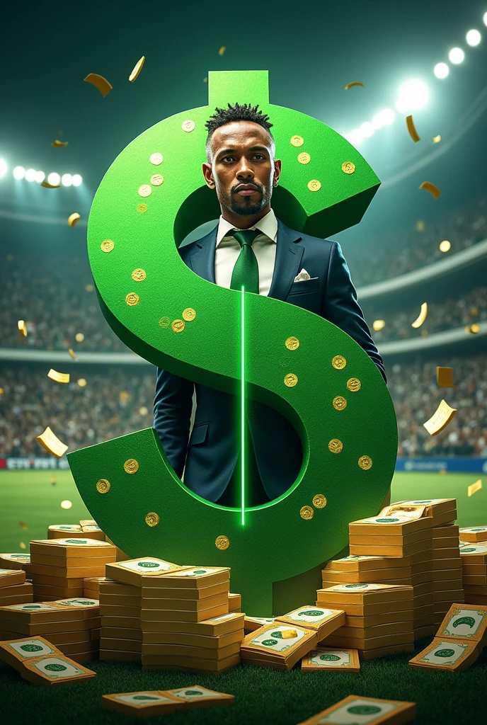 Crie uma imagem de aposta esportiva com o nome Deu Green PAGA nome money $$$ money