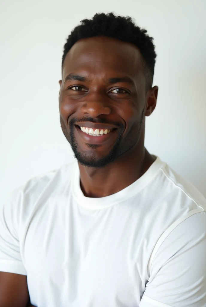 Handsome black man front with white plain cotton t-shirt