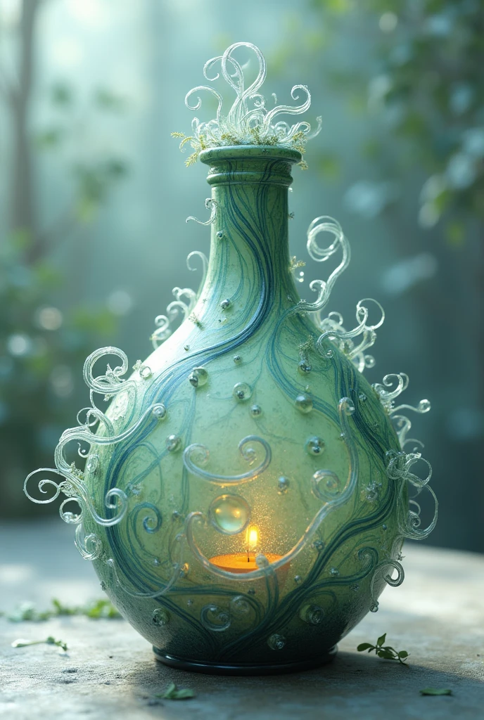 A bottle with hair curling slightly