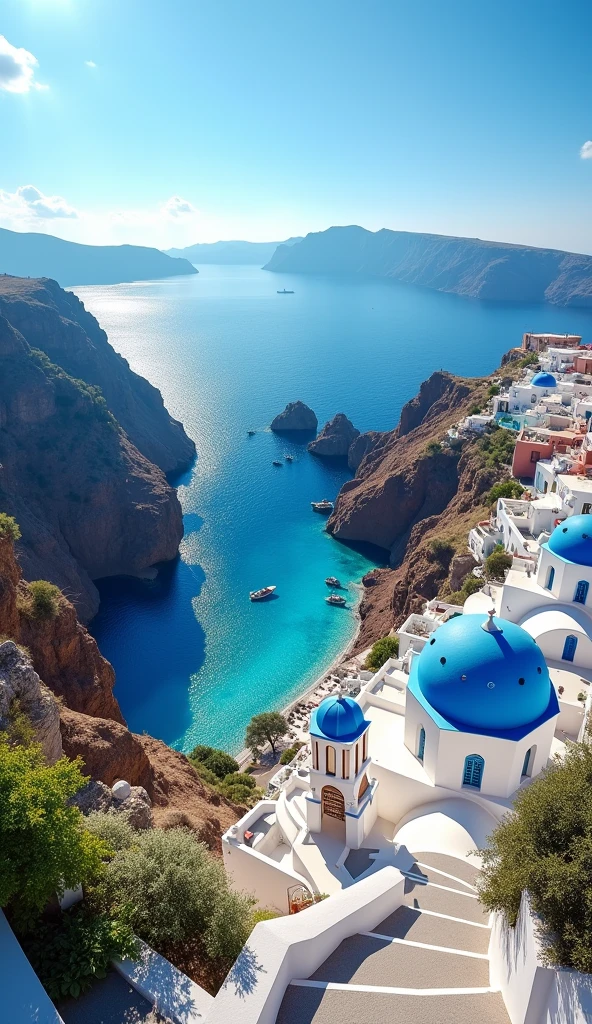 Santorini beach view from above